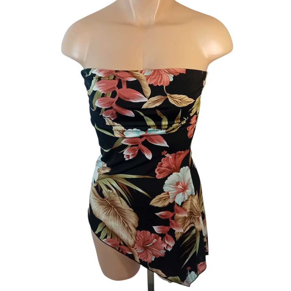 VTG Y2K HAVE Floral Beach Cover Tube Top Asymmetric Handkerchief Tropical Aprx S